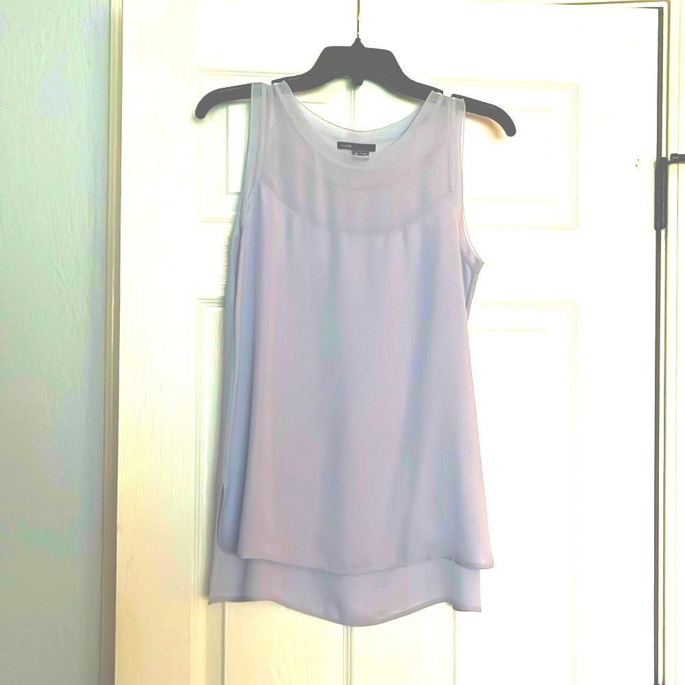 Vince silk sheer light blue high low flowy top